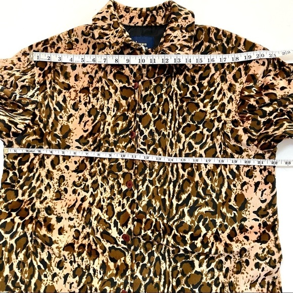 Vintage Dennis Basso Jacket Shacket Top X-Small Oversized Faux Fur Animal Print - Picture 9 of 11